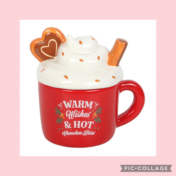 Cup of hot chocolate red ceramic Wax Melter