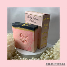 Load image into Gallery viewer, Ruby Rose Silk Soap (Rhubarb, Tea Rose, Pineapple)