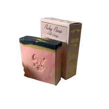 Load image into Gallery viewer, Ruby Rose Silk Soap (Rhubarb, Tea Rose, Pineapple)