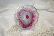 Load image into Gallery viewer, Clear, Pinks and edged in Silver Resin Drinks Coasters (2)