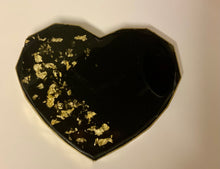 Load image into Gallery viewer, Black &amp; Gold Love Heart shaped Resin Drinks/Candle Coasters