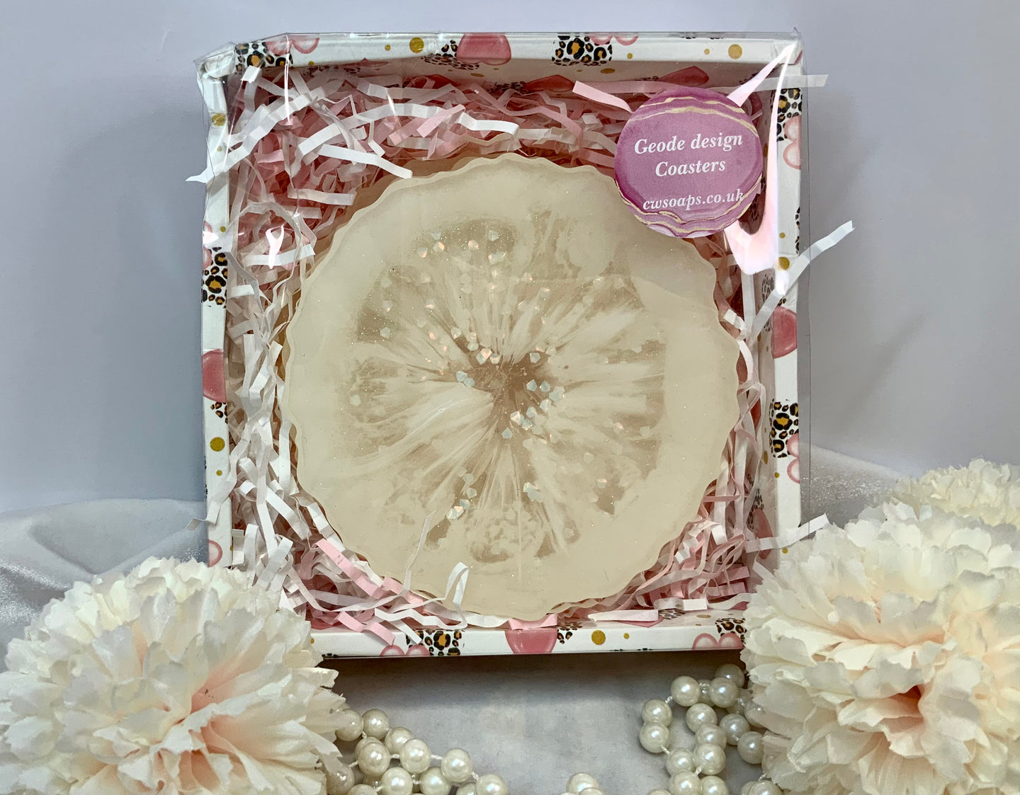 Cream Flower Coasters - Set of 4