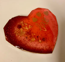 Load image into Gallery viewer, Red &amp; Gold Heart shaped Resin Drinks/Candle Coasters