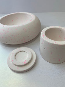 Pink & White Terrazzo desk top trinket pot. Matching trinket bowl available.