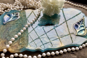 Decorative Sea shell Resin Serving Tray/Centrepiece