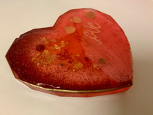 Load image into Gallery viewer, Red &amp; Gold Heart shaped Resin Drinks/Candle Coasters