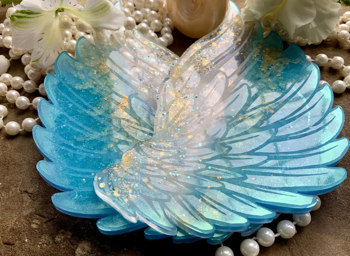 Angel Wings Coaster Set 2 Blue